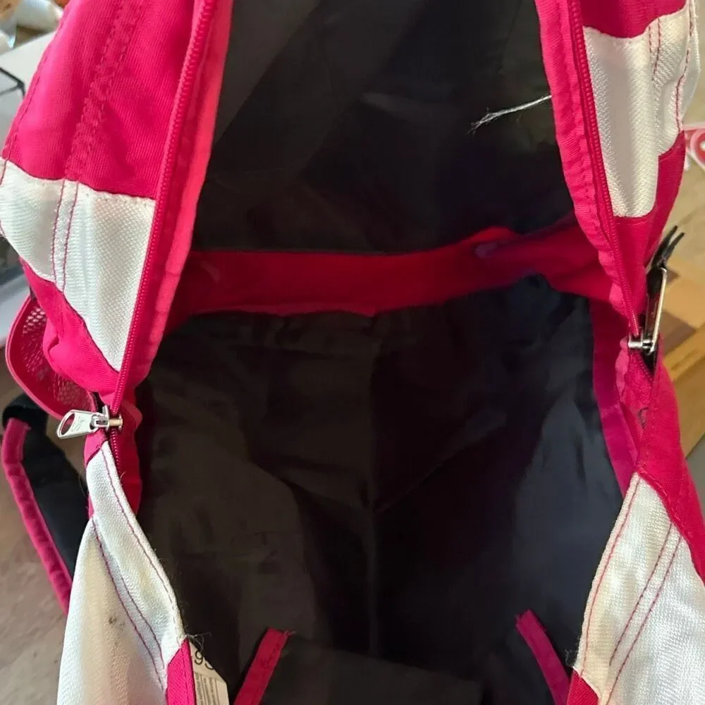Jansport pink white black large backpack multi pocket